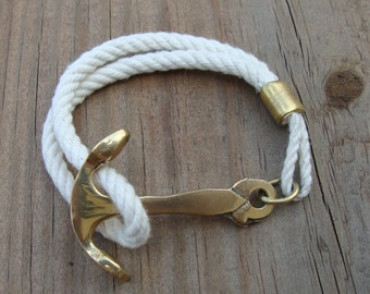 Nautical Rope Brass Anchor Bracelet