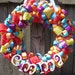 Circus Themed Ribbon Wreath with Wooden Letter Name for Birthday Party or Baby Shower