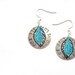 beatles all you need is love silver stamped hook earrings with black and turquoise leaves