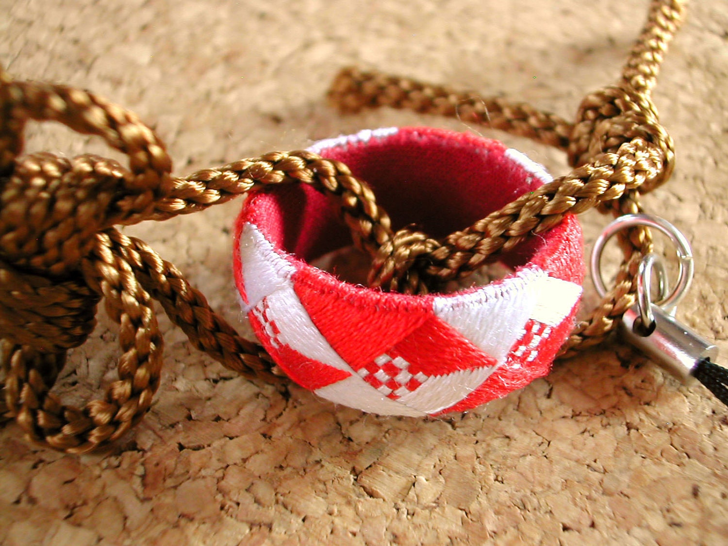 red checker japanese thimble with asian knot by SlaneyHandCraft