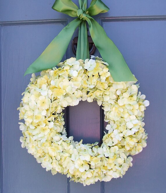 Pale Yellow Hydrangea Wreath for Spring