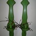 Upcycled Vintage Large Chunky Wood Candle Sconces / Wall Candle Holders, Distressed Peapod Green