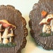 RESERVED SALE Pair of Vintage Mushroom Morels Plaques- 1970's Groovy Forest Wall Decor