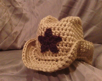 Cowgirl or Cowboy Crochet Hat with Star Accent for Newborn to Toddler