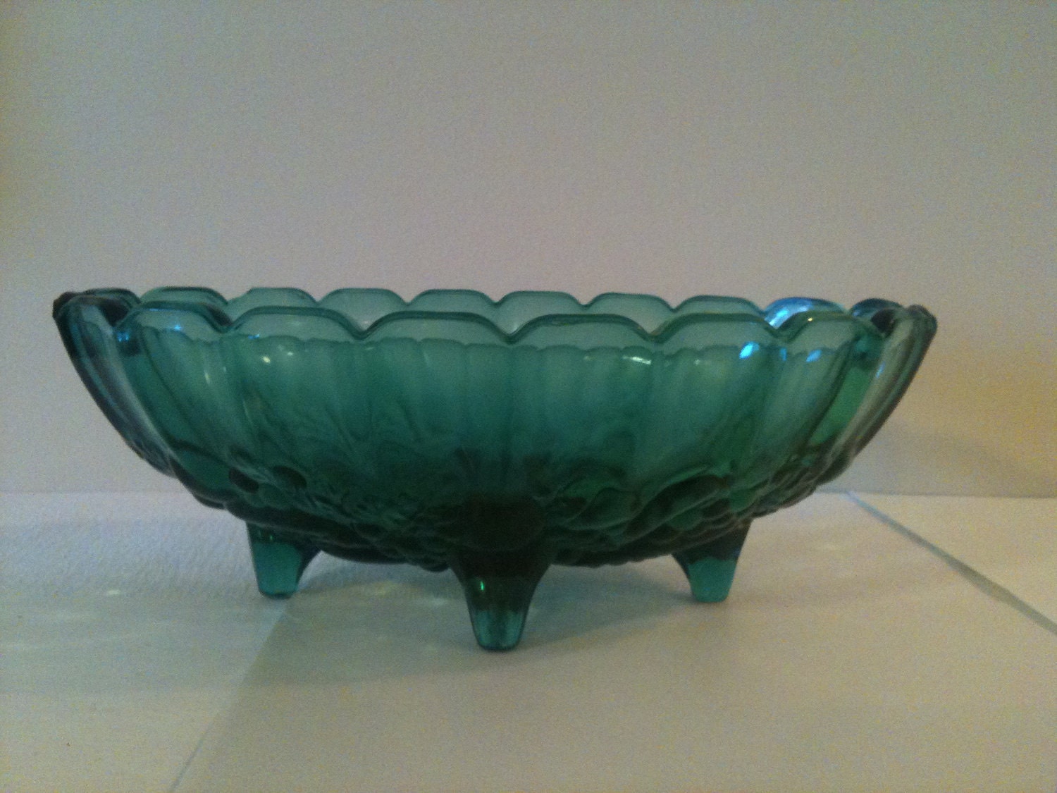 4 Vintage Green Glass Serving Bowls by FarmHouseFun on Etsy