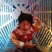 Mixed media fly swatter stencil art. Check it out, this kid has a fork stuck in his head.