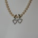 Heart Rhinestone Drop Earrings Vintage Pierced