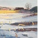 Fathers Day Original Small Oil Painting 5"X5" ever so lovely landscape Winter CORNFIELD stretched canvas