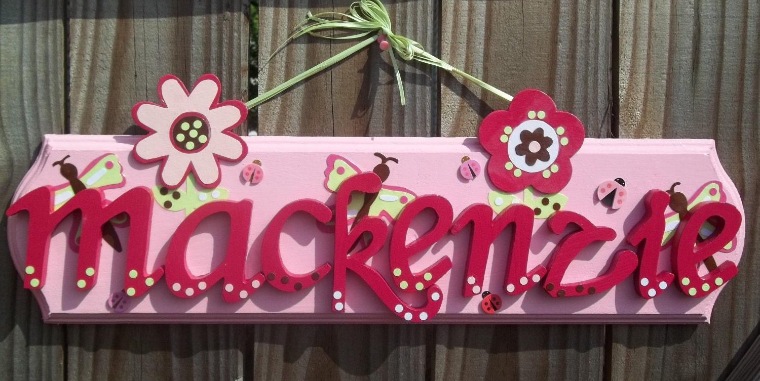 Girls Name Personalized Wall Plaque Sign Any Colors or Theme
