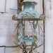 Shabby chic scroll work metal lantern candle holder with hanger ooak Anita Spero