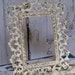 Vintage metal picture frame hand painted shabby chic -cream and gold-easel back Anita Spero