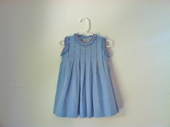 Vintage Rigans Baby Girl Blue Pleated Dress by williamandpenny