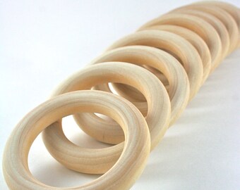 10 Wood Rings - 3 inch Unfinished Wooden Rings - DIY