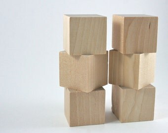 Unfinished Wood Blocks | 2 inch Hardwood Wood Blocks (Set of 6) for Baby Blocks, Name Blocks, Baby Shower Games, Alphabet Blocks