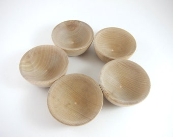 5 Small Wood Bowls | Unfinished Wooden Ring Bowl - Ring Bearer Bowls - Unfinished Wood Bowl for Montessori Waldorf Crafts