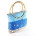 Crochet bag "Ocean" with two handles decorated with buttons and beads / beige blue and turquoise colors /OOAK
