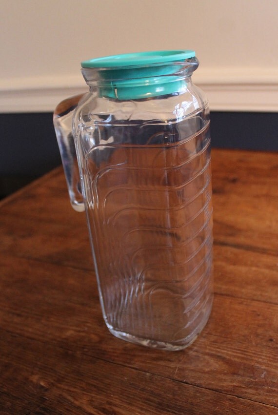 Reserved Vintage Covetro Glass Refrigerator Pitcher by SoVintageGa