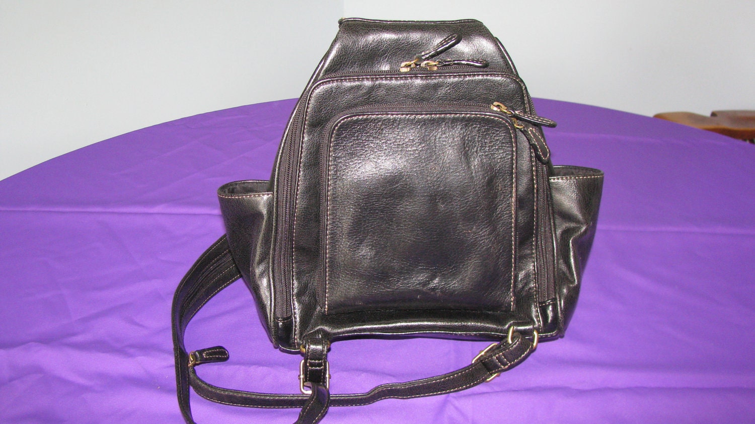 Aurielle genuine leather backpack bag handbag purse black
