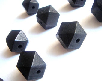 Geometric Black Wood Beads 20mm Big Hole, Geometric Jewelry