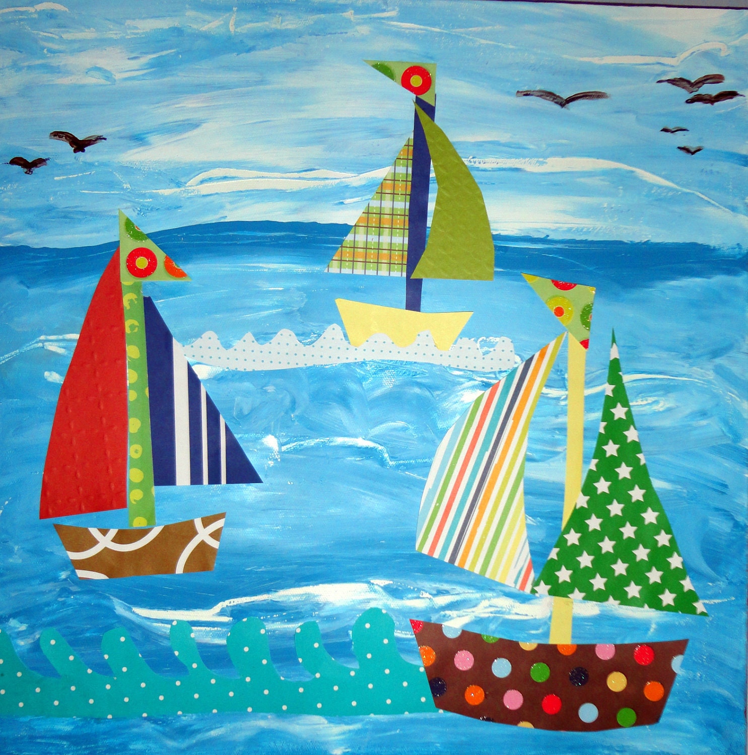 Sailboat Collage for the Nursery and Playroom