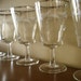 French Vintage Barware -Dorothy Thorpe Etched Silver Rim Wine Glasses, Set of 5, MadMen, MidCentury