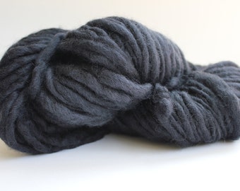 Black Hand Spun Hand Dyed Thick and Thin Super Chunky Wool Yarn