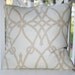 Decorative Designer Pillow - Ivory Beige Linen Scroll Geometric Trellis 12 x 16 Cover - Braemore Throw Pillow