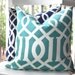 Decorative Pillow Aqua Trellis Teal Blue Cover 20 x 20 - Indoor Outdoor Throw Pillow