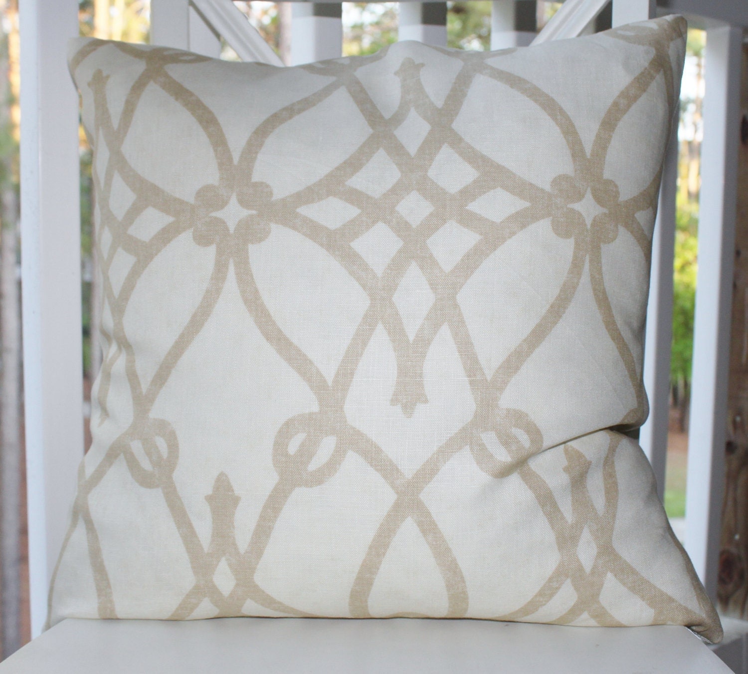 Decorative Designer Pillow Ivory Beige Linen by MotifPillows