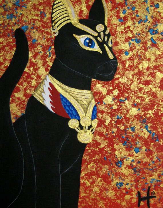 Egyptian Cat 14x11 Acrylic Paint on Canvas Panel