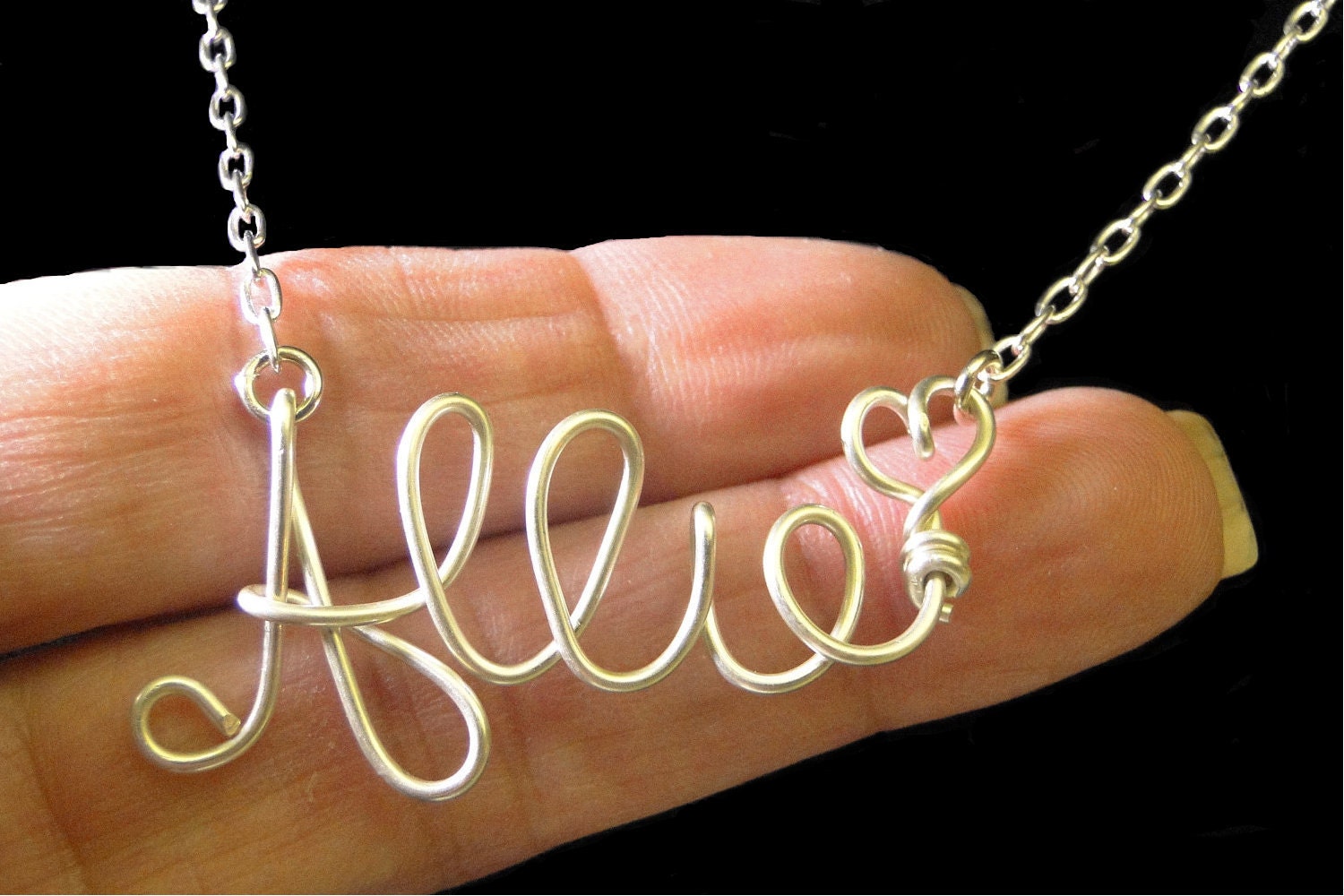 Personalized Sterling Silver Wire Name Necklace by dsignzbyrosie