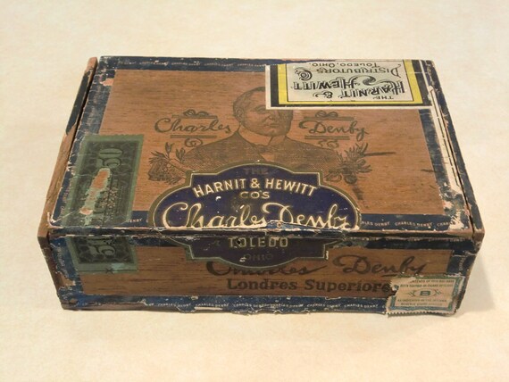 Vintage Wooden Charles Denby Cigar Box