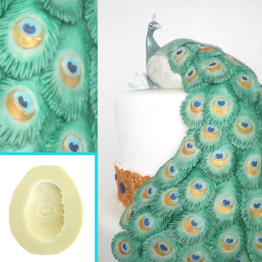 Peacock tail feather mold for fondant cake decoration