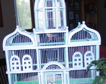 View of Wood wire bird cage | Etsy