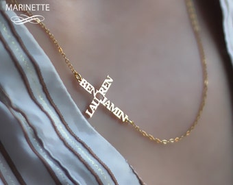 Sideways cross necklace - personalize necklace - Cross necklace - name necklace - Personalized necklace - Custom cross necklace