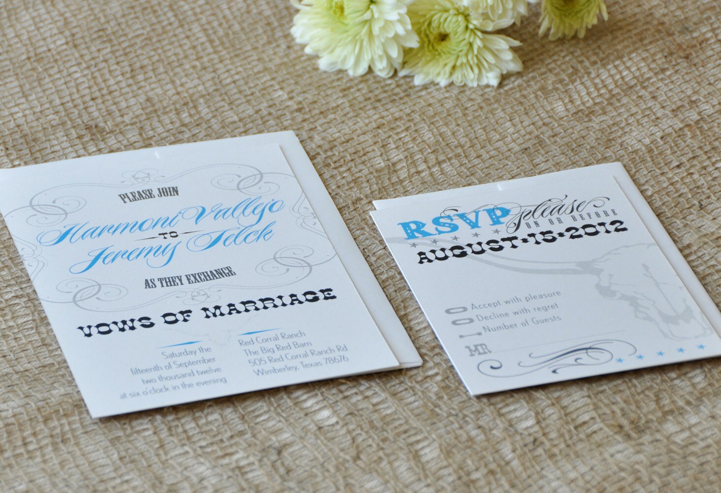 Steer Shivaree Wedding Invitation & RSVP by on Etsy