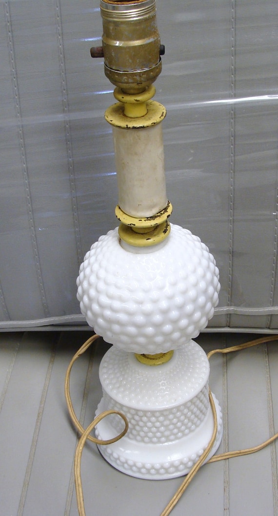 price Vintage Milk neilsellers value Glass hobnail milk  by Hobnail Lamp glass Electic 1/2 lamp