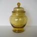 SALE// Amber apothecary jar, lidded glass jar, canister