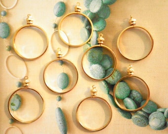 8 Vintage Brass Goldplated 28mm Coin Holders