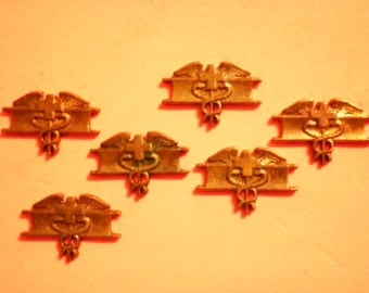 6 Vintage Brass U.S. Army Expert Medical Badges