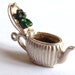 Rare Vintage 3D English Sterling silver Charm Tee Pot Opens to Green Enameled Genie Bracelet Charm