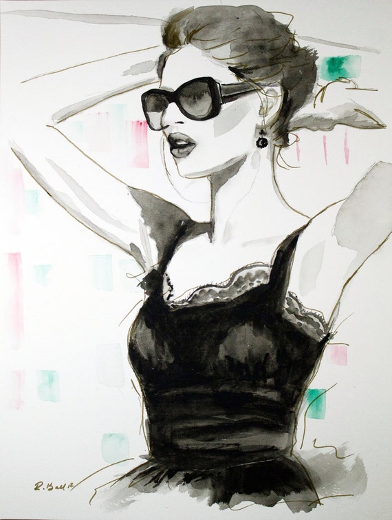 Items similar to 15% OFF SALE - Fashion Watercolor Painting - Posed ...