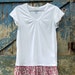 Sugar and Spice, Everything Nice Upcycled Shirt/ white top with floral ruffle