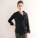 Button Shirt, Black Women Blouse, Long Sleeve Top.