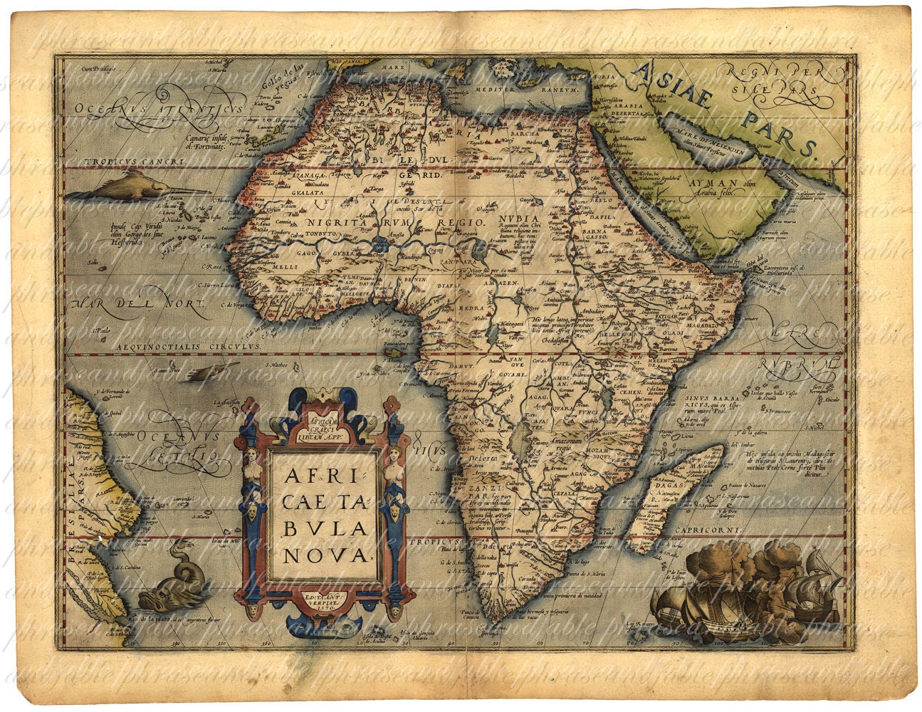 Map Of Africa From The 1500s 034 Ancient Old World Cartography   Il Fullxfull.325743448 