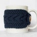 Knit Mug Cozy, Cup Cozy, Navy Blue Coffe Cup Sleeve, Mug Warmer