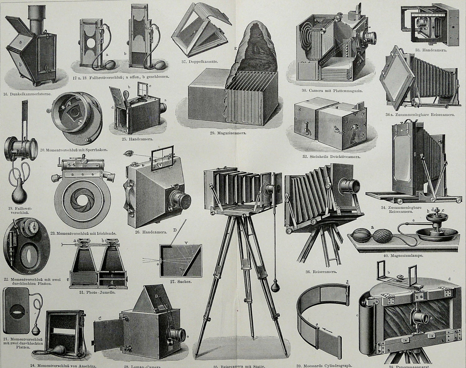 1897 Antique engraving of PHOTO CAMERAS and other photo