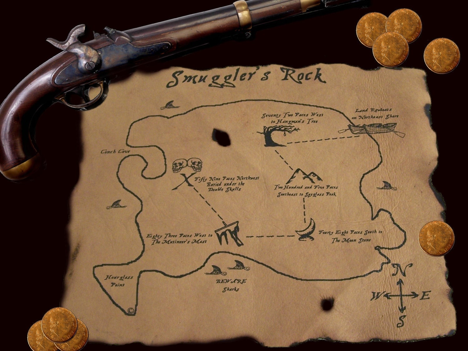 real pirate treasure map on leather