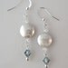 Silver Brushed Brass, Clear and Denim Blue Swarovski Crystal Earrings