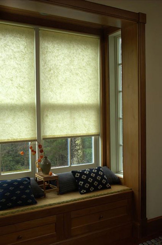 Natural Mulberry Paper Roller Blinds by ShojiShades on Etsy